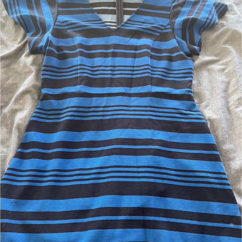 Draper James Blue Fit and Flare Puff Sleeve Dress
